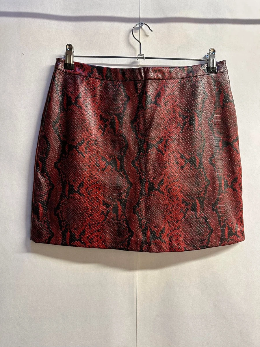 Oasis snake pattern faux leather skirt size 10 VGC