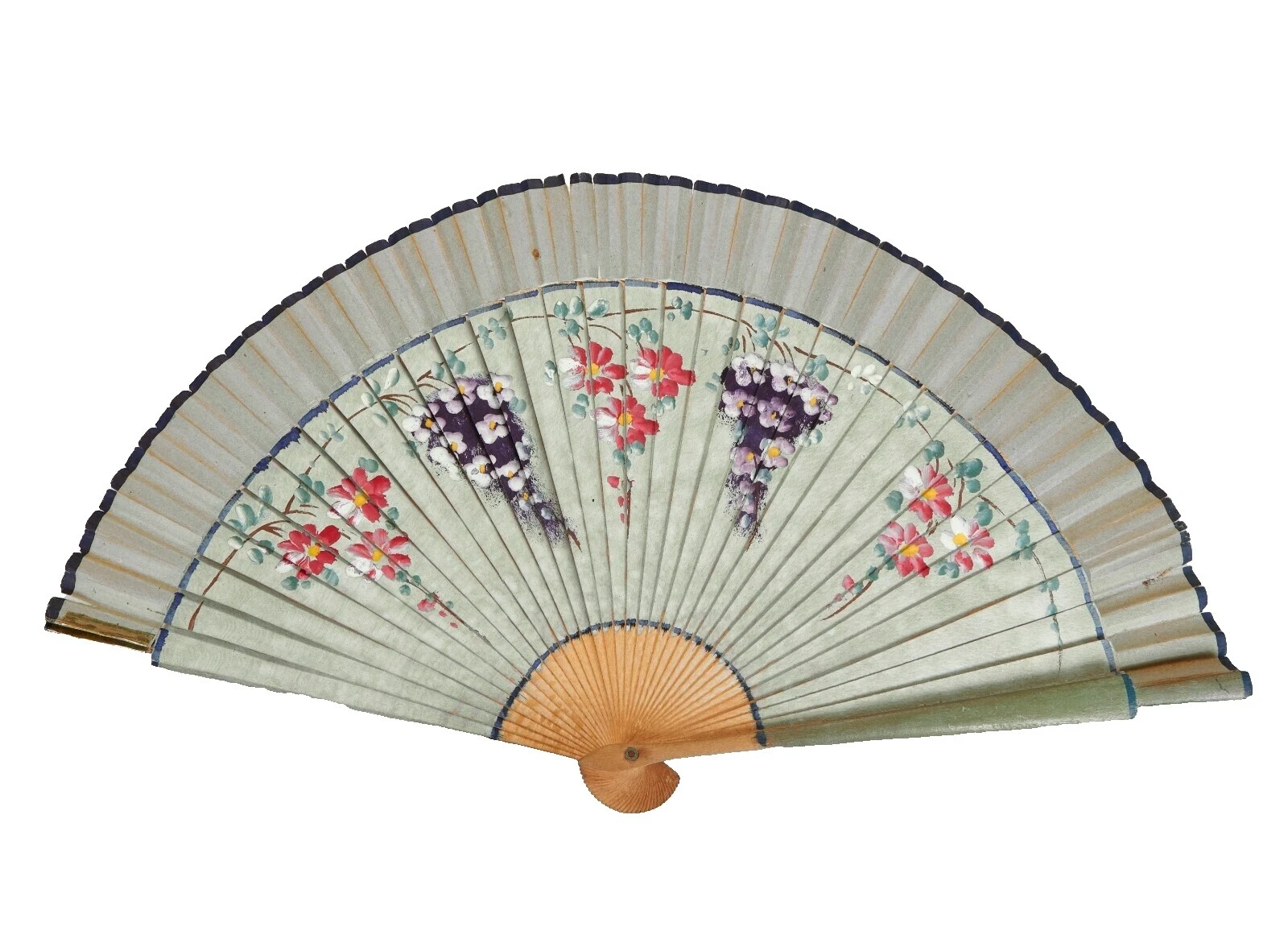 Multi-Color 1900s década ventiladores de mano Vintage