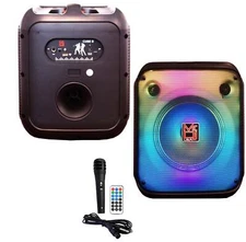 MR DJ CUBE8 8" Portable Karaoke Speaker Flame Lights Microphone TWS USB FM
