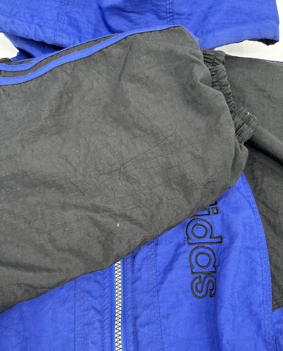 Vintage Adidas Windbreaker Blue Black Full Zip Track Top Jacket Size Mens L 90s - Picture 14 of 21