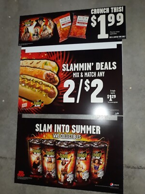 WWE 7-Eleven 7/11 Promotional Display 2010 3 Piece Lot Edge Big Show Kofi Divas