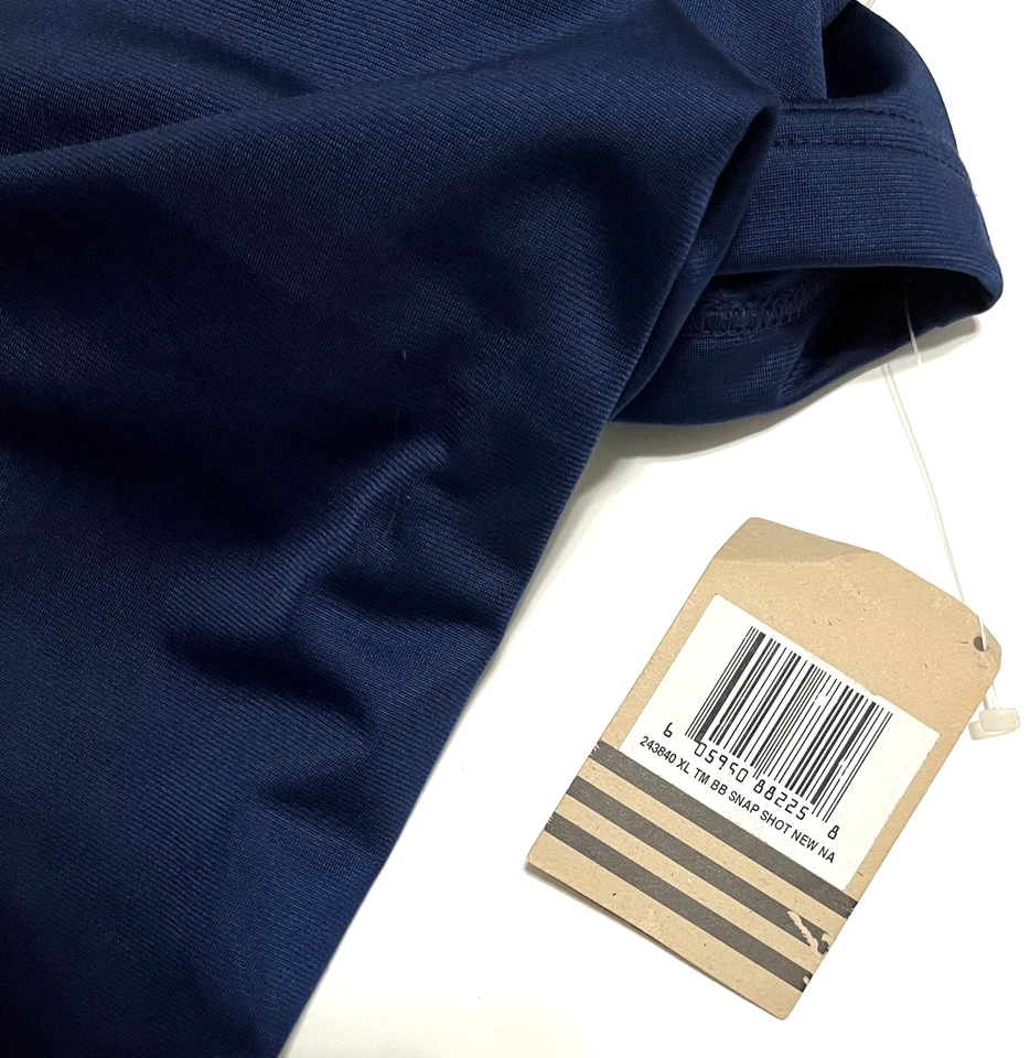 ADIDAS Hombres Botón a Presión Azul Marino Blanco Borde Baloncesto Camiseta de Tiro XL NUEVA ETIQUETA Foto 3 de 4