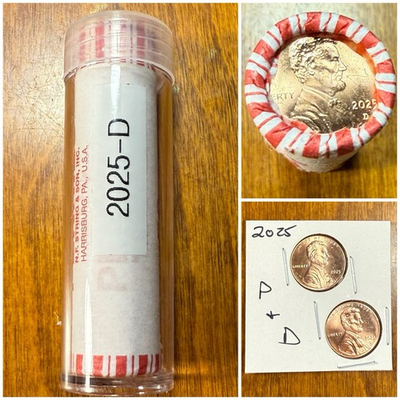#ad 2025 D Lincoln Shield Cent. One 1 Full Roll. Free 2025 Pamp;D Coins w Purchase $14.99