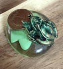 Vintage Frog Figurine on Glass Marble with Polish 1 Grosz Coin Curio — photo 4