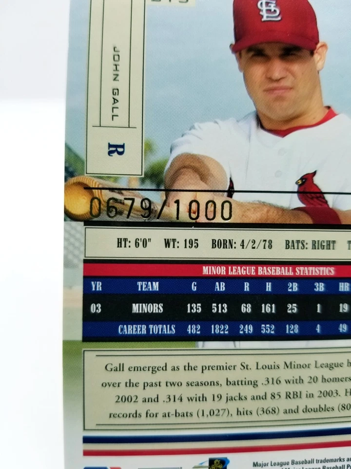 2004 Donruss Playoff Absolute Memorabilia John Gall #215 Holo SN# 0679/1000 RC - Image 3 of 4