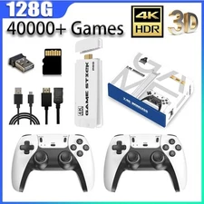 40000+ Retro Games Video Game Console TV Stick 128G 4K HDMI 2Wireless Controller