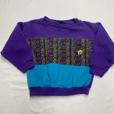 Vintage Hang Ten Toddler 3T Sweatshirt Purple Teal Tribal Print 90s Made in USA