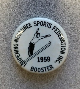 ISHPEMING -NEGAUNEE 1959 BOOSTER Pin Button Skiing