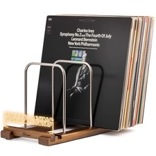 Onmiwod Vinyl Record Holder for 75 LPs, Light Up Now Playing Vinyl Record Sta...