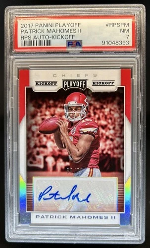 2017 Panini Playoff Patrick Mahomes II RPS Auto Kickoff RC #/75 Chiefs PSA 7