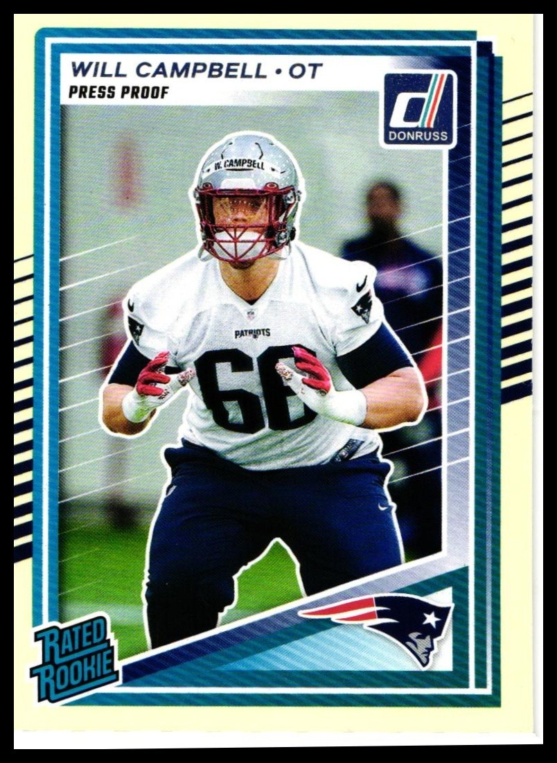 2025 Donruss Football Rated Rookie Will Campbell #345 Press Proof Yellow (RC)