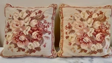 2 Matching Vintage Needlepoint Pillow Cushions By Cornell Trading Were $58 each