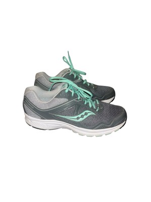 Saucony Cohesion 10 Gray Mint Athletic Running Shoes Womens Size 11 Wide