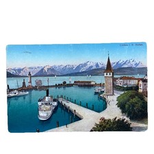 Postkarte AK Lindau Bodensee Hafen Dampfer Schiff Gelaufen