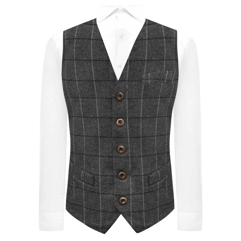 Gilet Taille Graphite Gris Chevrons Tweed 2XL 46in King & Priory - Photo 1/4