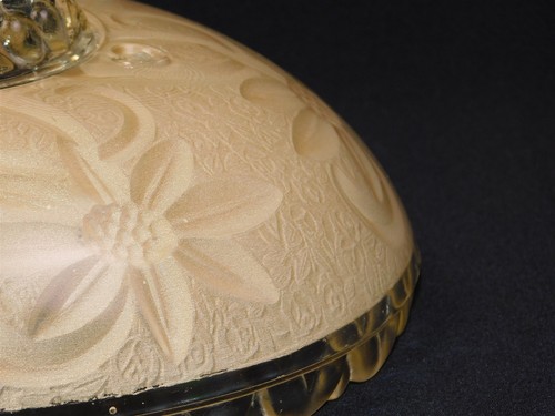 Vtg Art Deco Semi Flush Mount Frosted Glass Floral Ceiling Light Shade 10.25" - Picture 7 of 13