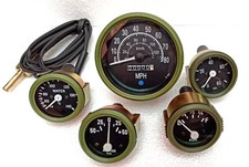 Willys Mb Jeep Ford Gpw Cj Speedometer 80mph Temp Oil Fuel Amp Gauges Set Black