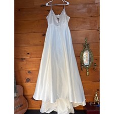 NWT Lulus Exceptional Passion White Satin Cutout Maxi Dress Bridal Gown Bride S