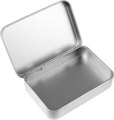 Metal Tins with Lids Rectangular Small Metal Box with Lid Hinged Tin Box