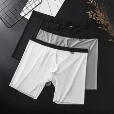 Summer Essential Men's Ice Silk Low Waist Boxer Briefs Underwear Shorts