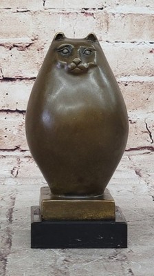 Modern Art Fat Cat By Spanish Artist Botero M Bronze Sculpture Collectible Gift