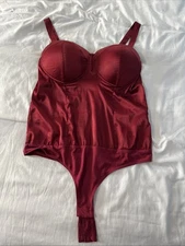 G By Guess Adley Charm Bustier Bodysuit Burgundy Large padded
