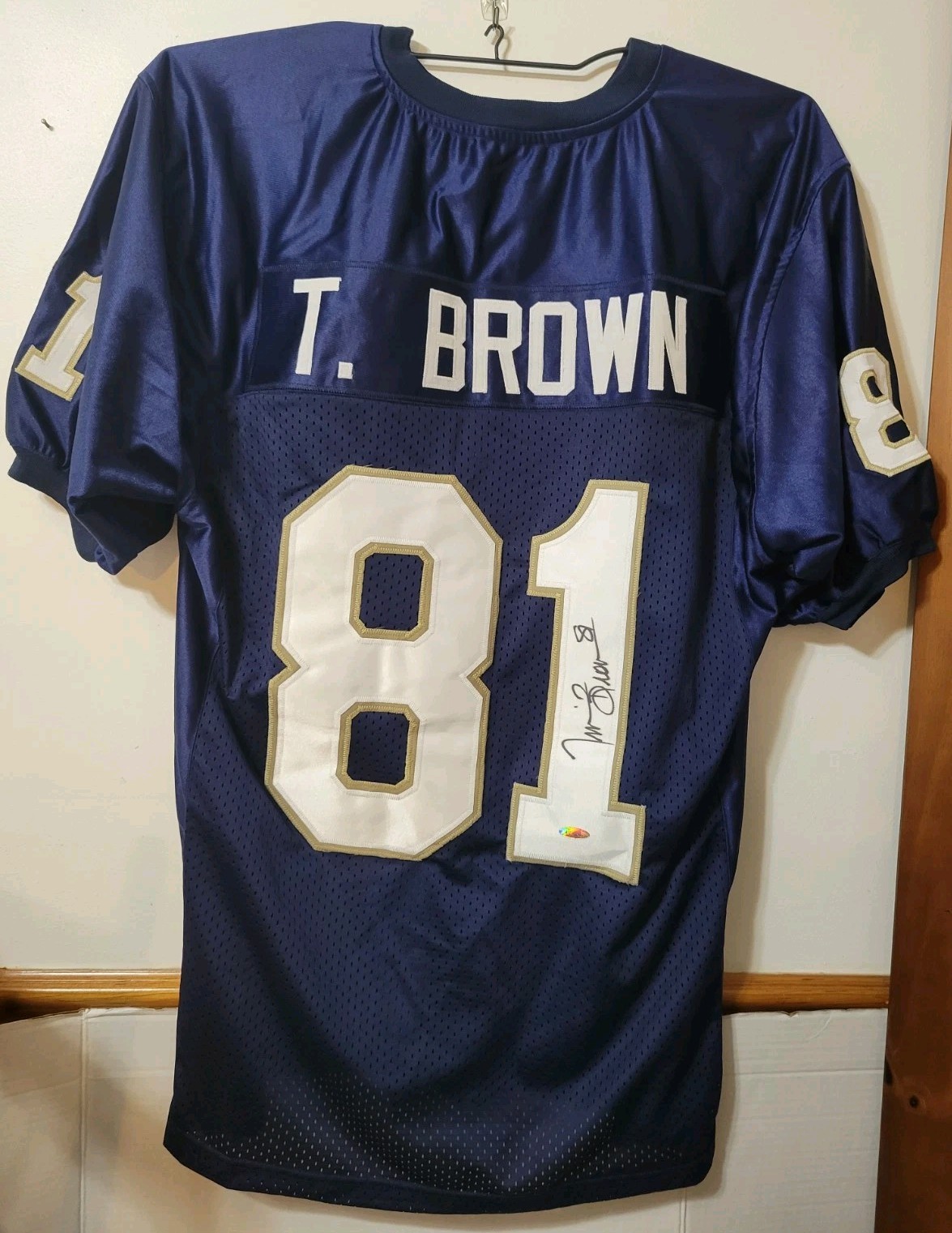 TIM BROWN Autographed Signed Notre Dame Fighting Irish NOTRE DAME BLUE JERSEY TRI-STAR 