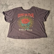 Selena Comp La Flor World Tour Music Tshirt Size XL Gray Rose Big Logo Two Sided