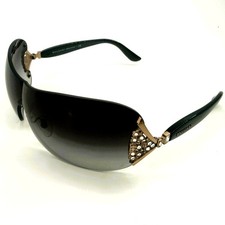 Bvlgari BV6061-B Womens Sunglasses Black Gray Gradient Crystal Made Italy w/Case