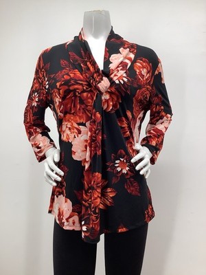 Tahari Women's 3/4 Sleeved Black/ Red Top Blouse Size XL, New