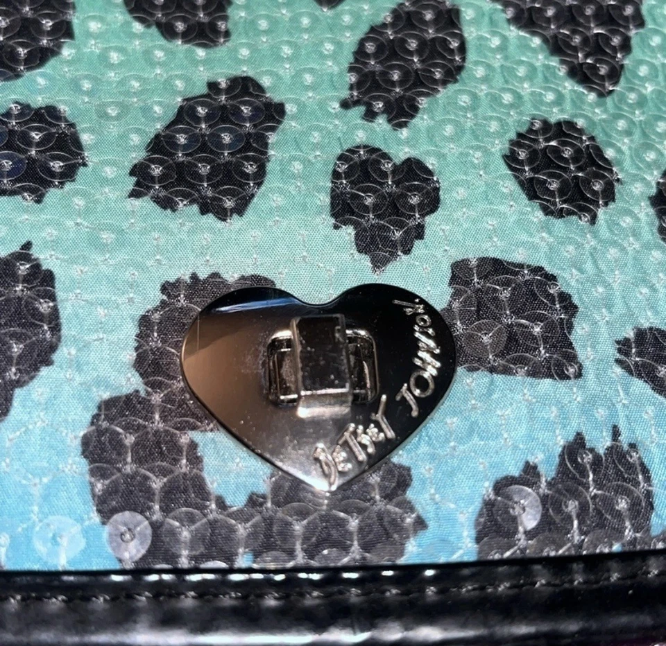 Bolso de Mano Betsey Johnson Multicolor Estampado de Leopardo Lentejuelas Cartera Bolso Cadena Animal Foto 2 de 4