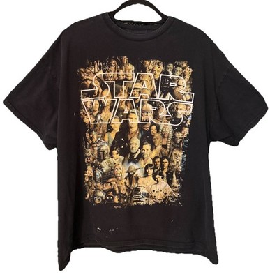 Vintage Star Wars Characters Shirt Adult Tag Black Xl Short Sleeve Men's Y2K