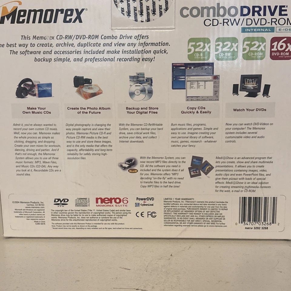 Memorex Combo Ultra Speed Recorder CD-RW/DVD-Rom Nero 6 - Image 4 of 4