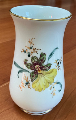 Meissen Porzellan Vase gelbe Orchidee Handmalerei Gold 1.Wahl