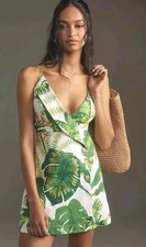 Farm Rio Dress Tropical Forest Mini Dress Women's White Size X Large, rrp £210.