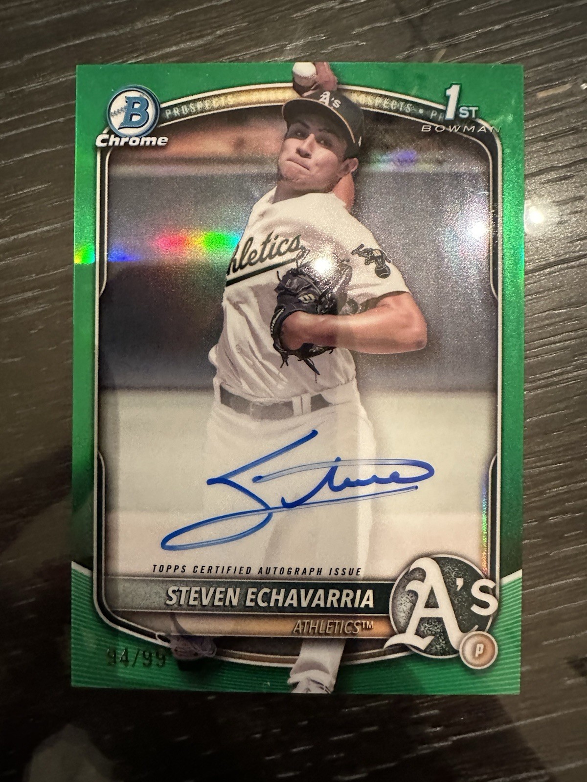 2025 Bowman Chrome Steven Echavarria 1st Auto True Green /99 CPA-SE Color Match