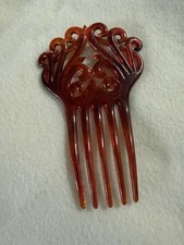 Vintage Art Deco Faux Tortoise Hair Comb Ornate Open Work Design