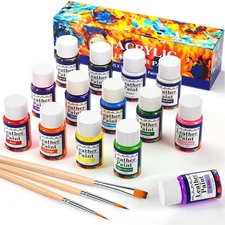 13 Colors Acrylic Leather Paint Kit for Shoes, Sneaker, Couches, Bags, Acryli...