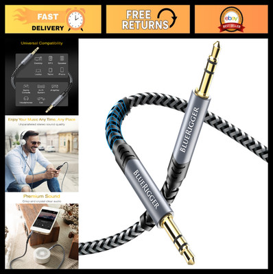 25FT 3.5mm Stereo Audio Cable - Gold Plated Aux Cord for Headphones, Speakers, L