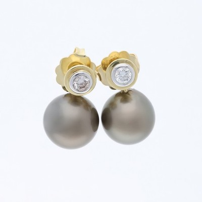 Ohrstecker Ohrringe Diamanten Tahiti Zuchtperle 750 Gold Deta Schmuck