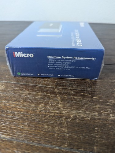 iMicro 2.5" SATA to USB 2.0 External HDD Enclosure IMS25SATAB New Sealed - Photo 4/4