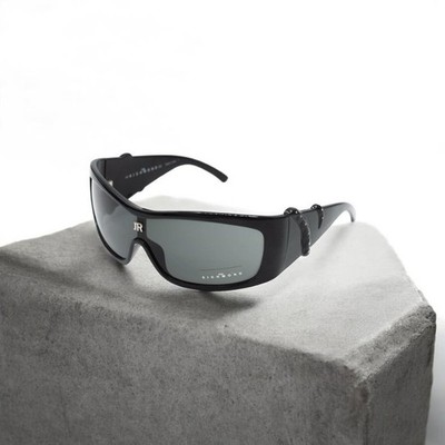 John Richmond Snake Sonnenbrille Y2K Futuristic Shield Visier Schwarz Vintage Selten