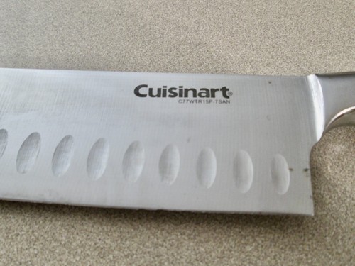 CUISINART 7" FORGED SANTOKU KNIFE W/WHITE HANDLE-FREE SHIP IN USA - Picture 2 of 3