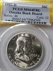 1952-D Franklin half, Omaha Bank Hoard, PCGS MS-64FBL, brilliant