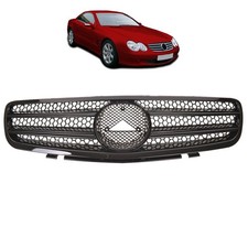K&uuml;hlergrill K&uuml;hlergitter Schwarz glanz f&uuml;r Mercedes SL R230 Vorfacelift ab 01-06