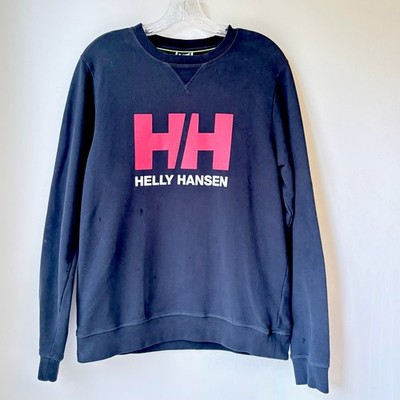 Helly Hansen Crew Neck Sweatshirt Medium Navy Logo Preppy Nautical Casual