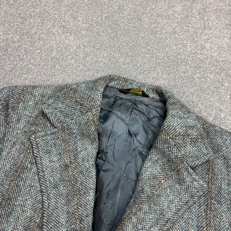 Harris Tweed Jacket Adult 42R Grey Country Hunting Outdoors Weave Blazer Men* - Image 3 of 4