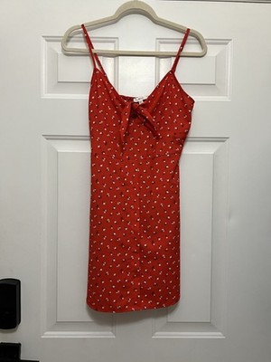 Mine Women's Summer Red White Floral Mini Dress Size Small Sailor Babydoll