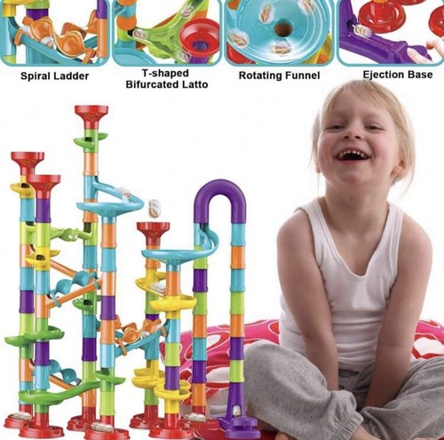 142PC Marble Run Toy Set – Educational Construction Maze Blocks with Marbles - Picture 9 of 10