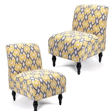 2 Pack Liykimt Armless Accent Chair Slipcover Chair Cover Super Fit Yellow Gray